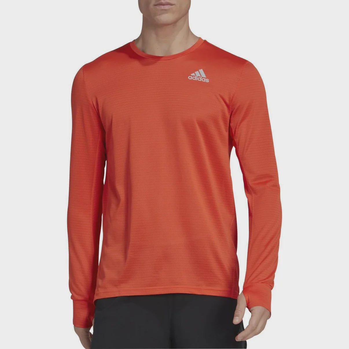 adidas Mens OTR Long Sleeve Running Top Small / Orange | Reflective Silver