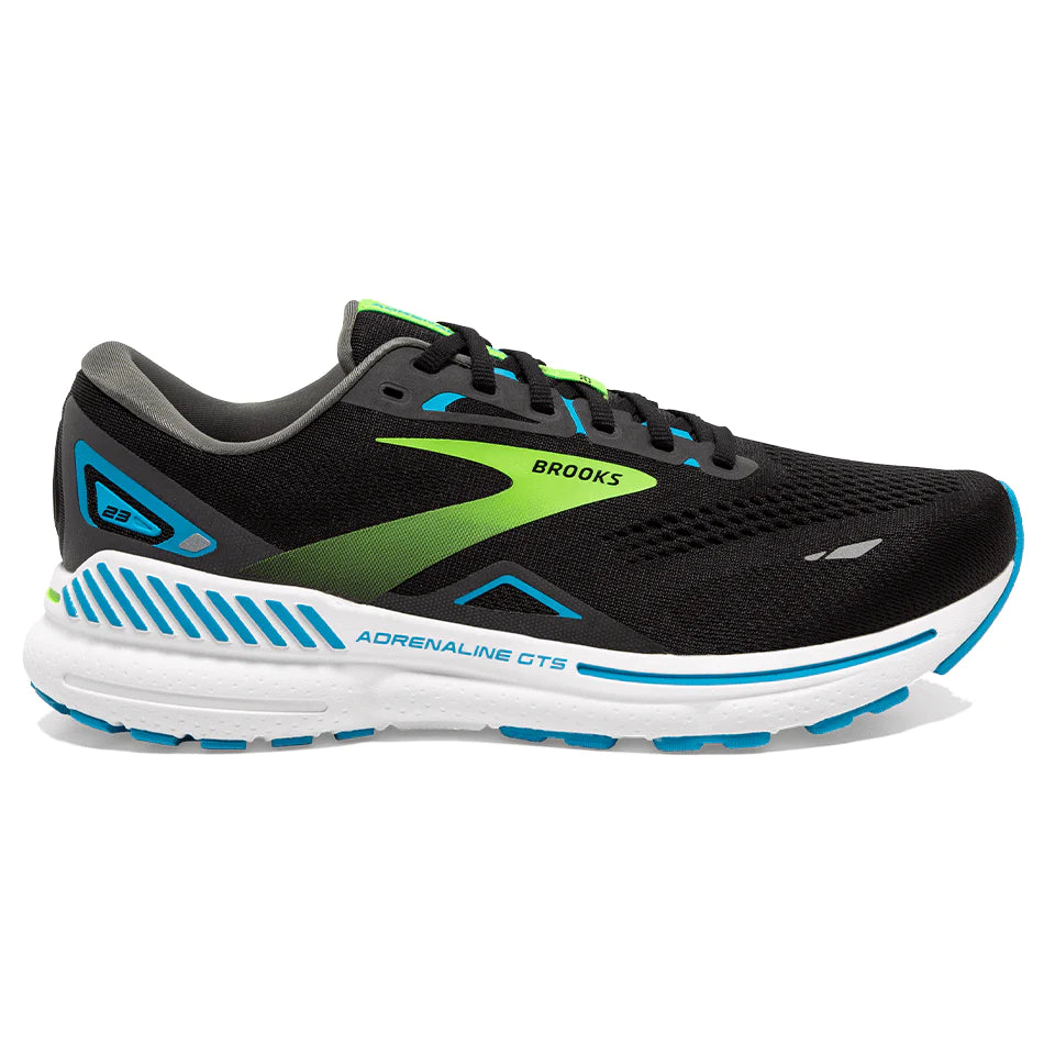 Brooks Mens Adrenaline GTS 23 Running Shoe 7 / Black | Hawaiian Ocean | Green