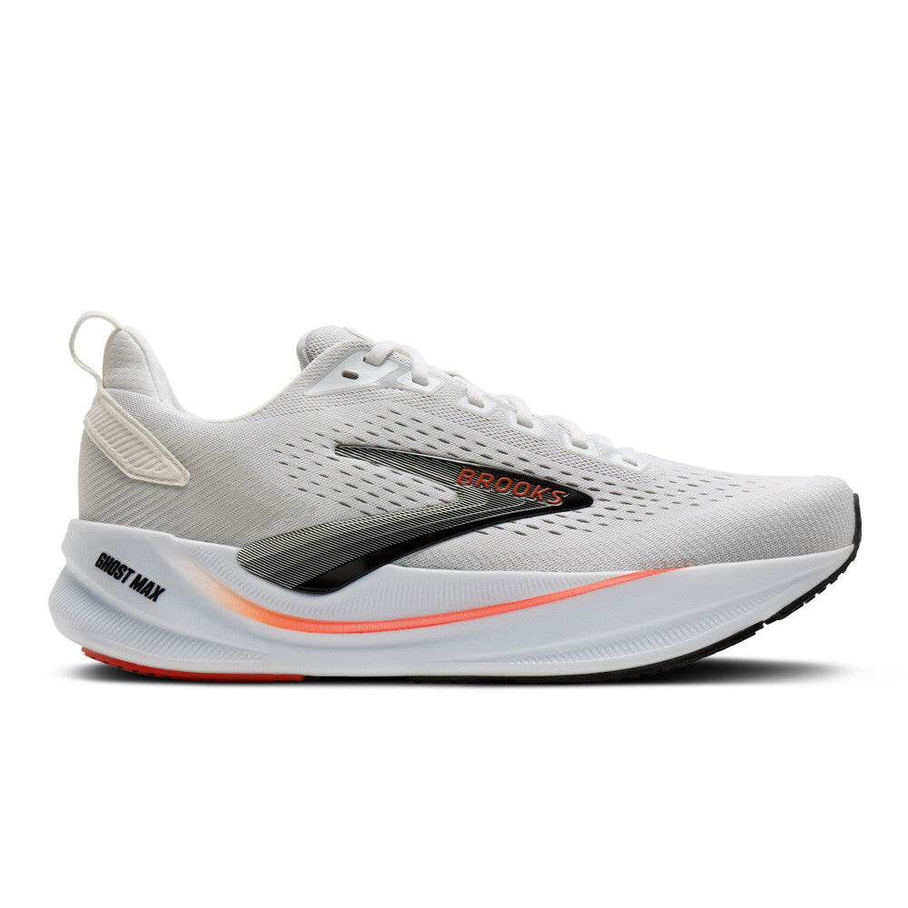 Brooks Mens Ghost Max 4 Running Shoe White/Red/Black / 8