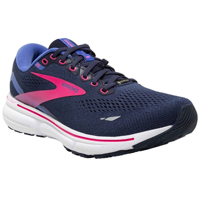Brooks Womens Ghost 15 GTX Running Shoe Peacoat/Blue/Pink / 5.5