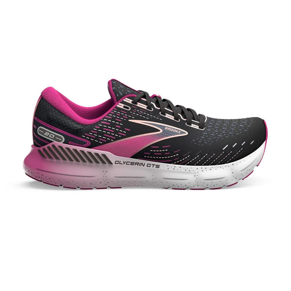 Brooks Womens Glycerin GTS 20 Running Shoe Black | Fuchsia | Linen / 4