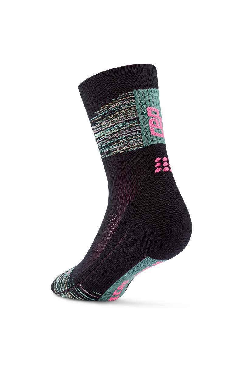 CEP Men's Paris Vibes 80’s  Compression Socks Mid Cut III / Black/Green Mix