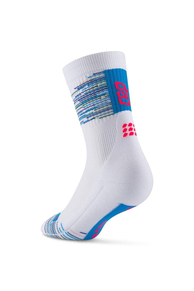 CEP Men's Paris Vibes 80’s  Compression Socks Mid Cut III / White/Blue Mix