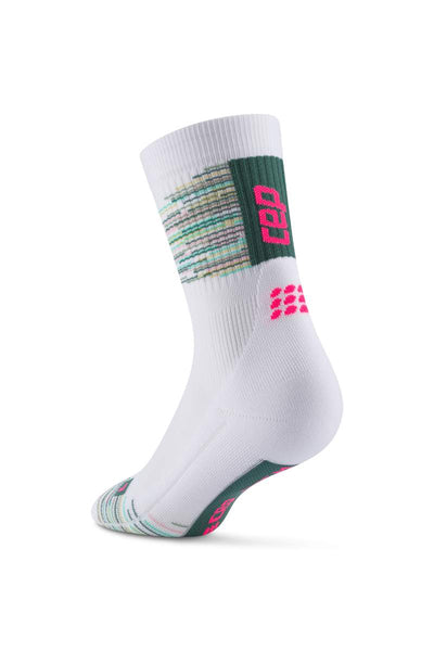 CEP Men's Paris Vibes 80’s  Compression Socks Mid Cut III / White Green Mix