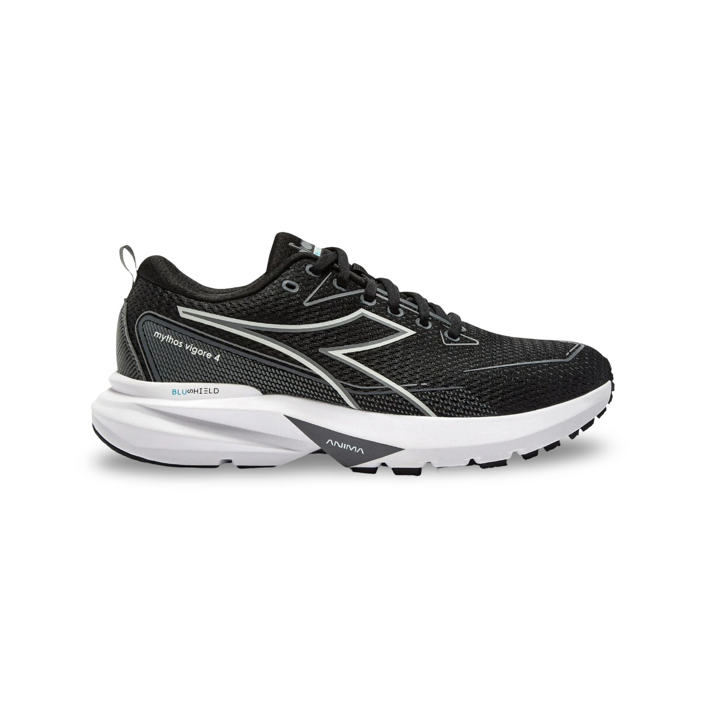 Diadora Men's Mythos Blushield Vigore 4 Running Shoe 9 / Black/Steel Grey