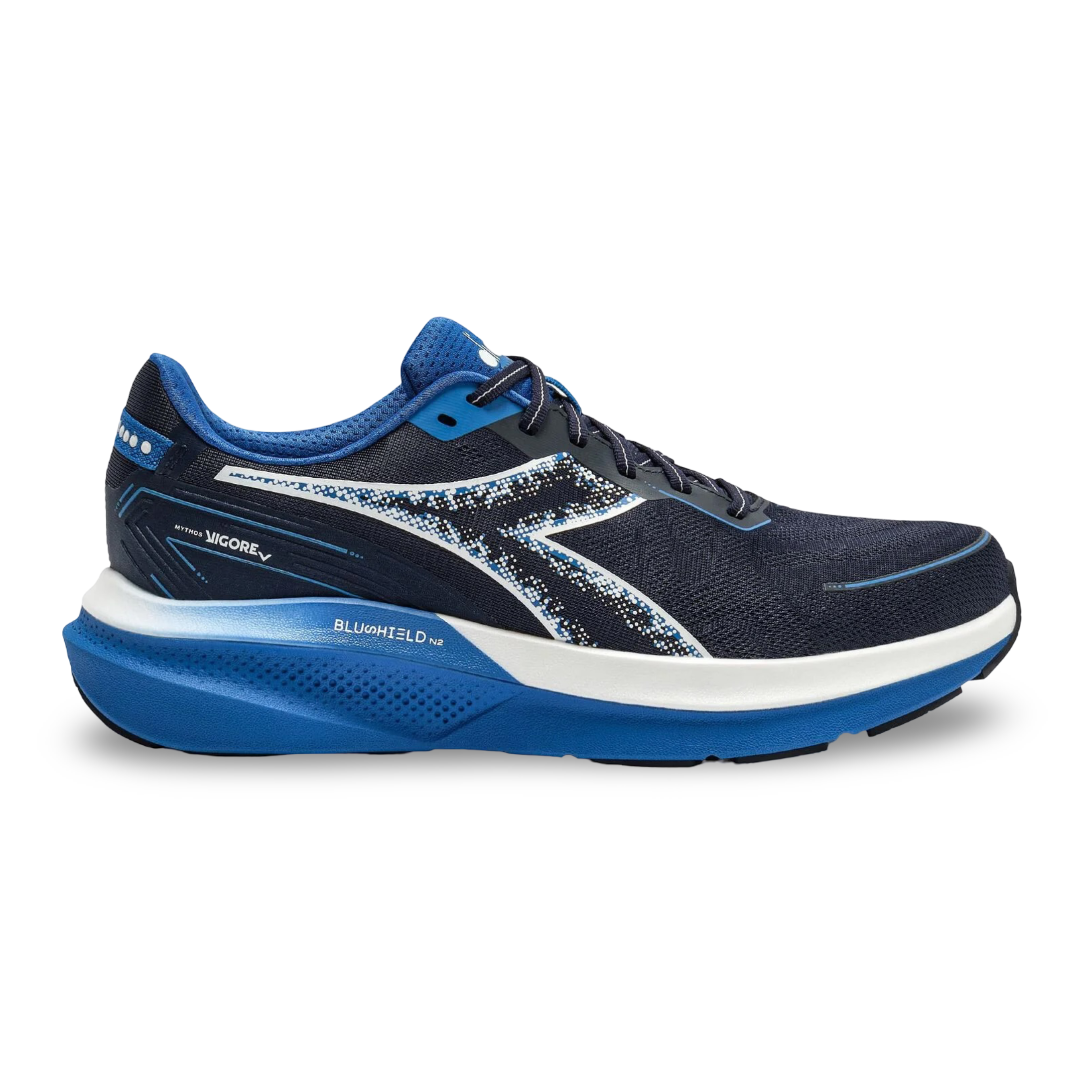 Diadora Men's Mythos Blushield Vigore V Running Shoe Blue Corsair/White / 7.5