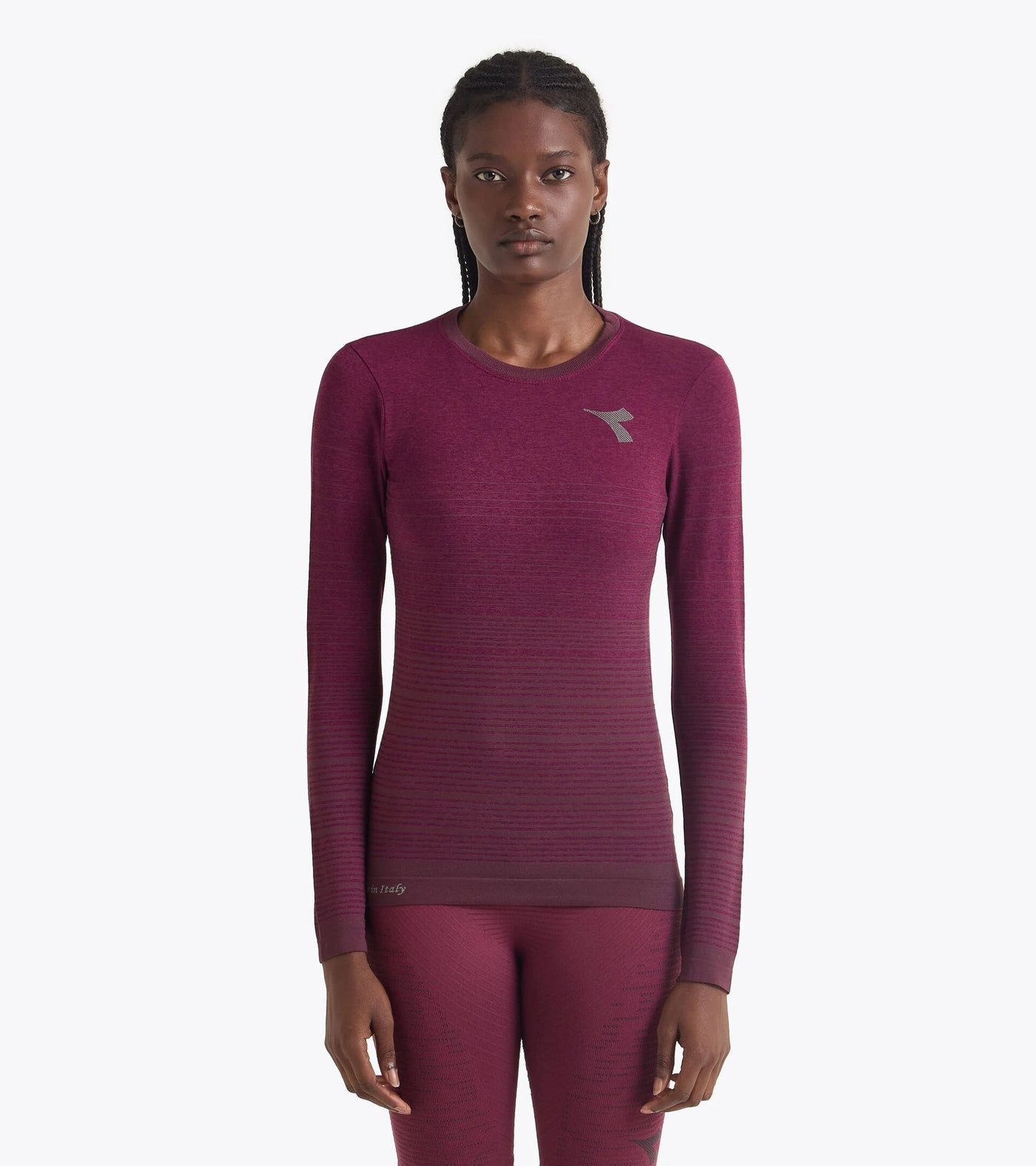 Diadora Woman's Long-Sleeved Stratouno T-Shirt Maroon Banner / S/M