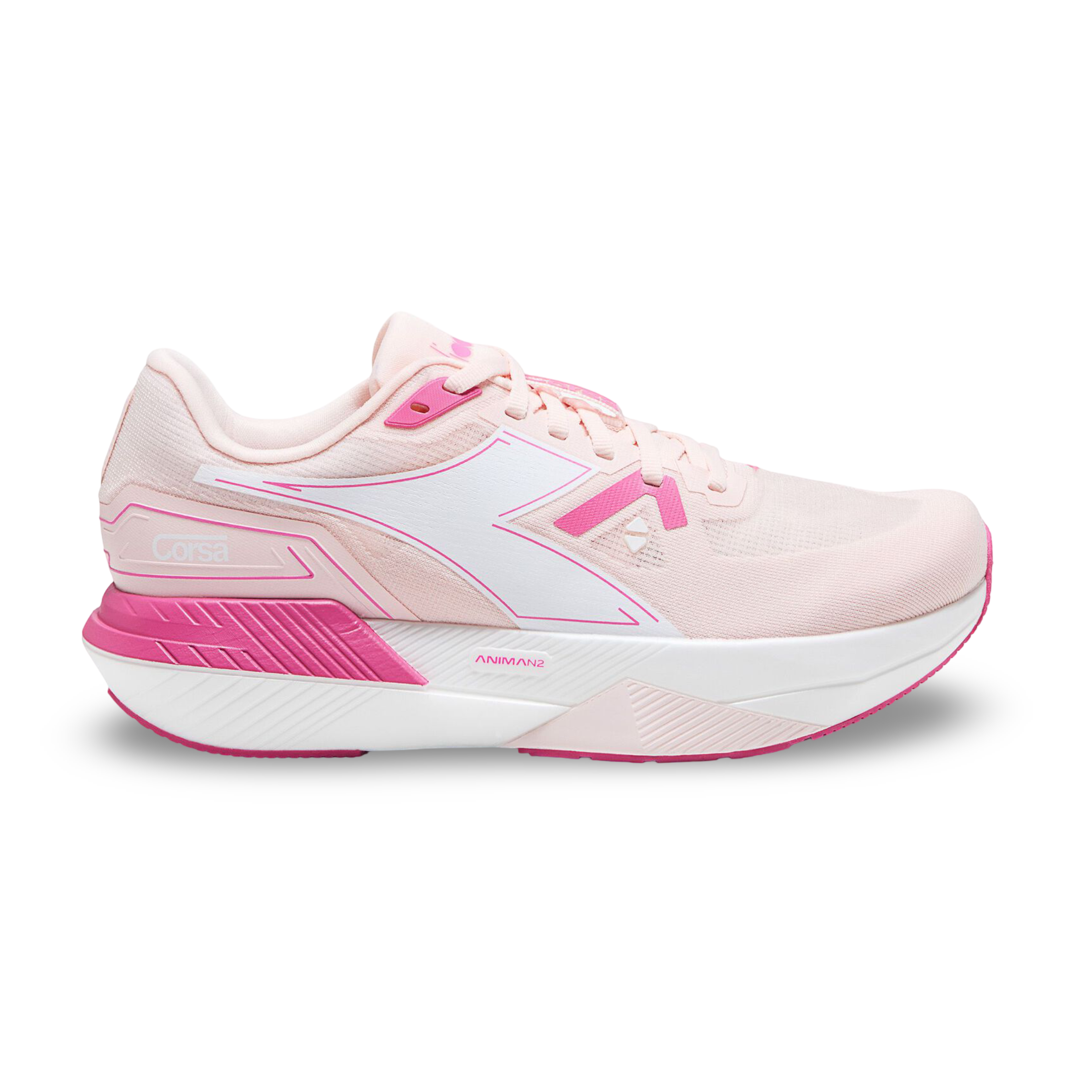 Diadora Women's Corsa Running Shoe 3.5 / Pearl/Carmine Rose