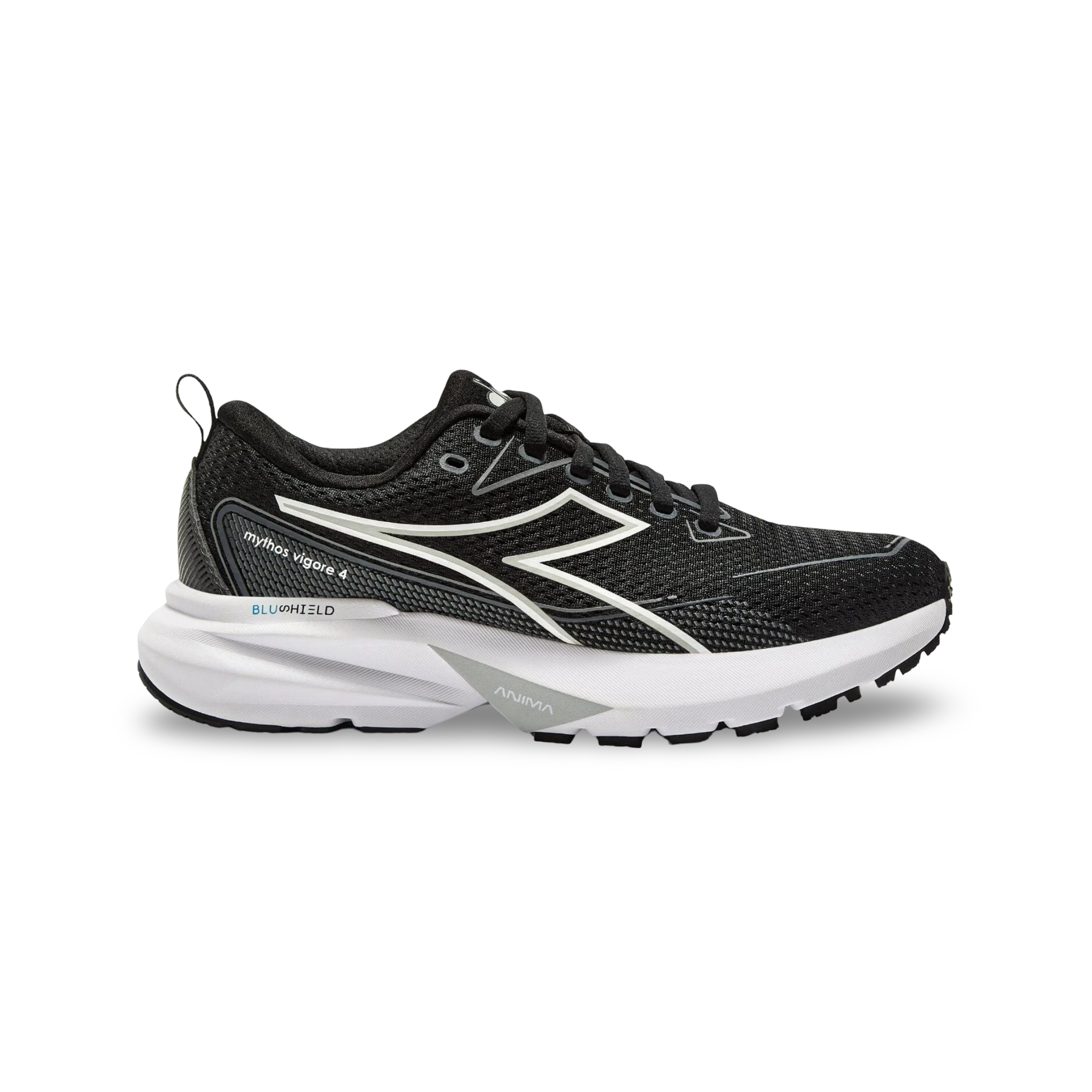 Diadora Women's Mythos Blushield Vigore 4 Running Shoe 5 / Black/White