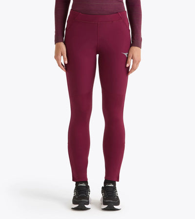 Diadora Women's Run Tights with Winter Protection Maroon Banner / S