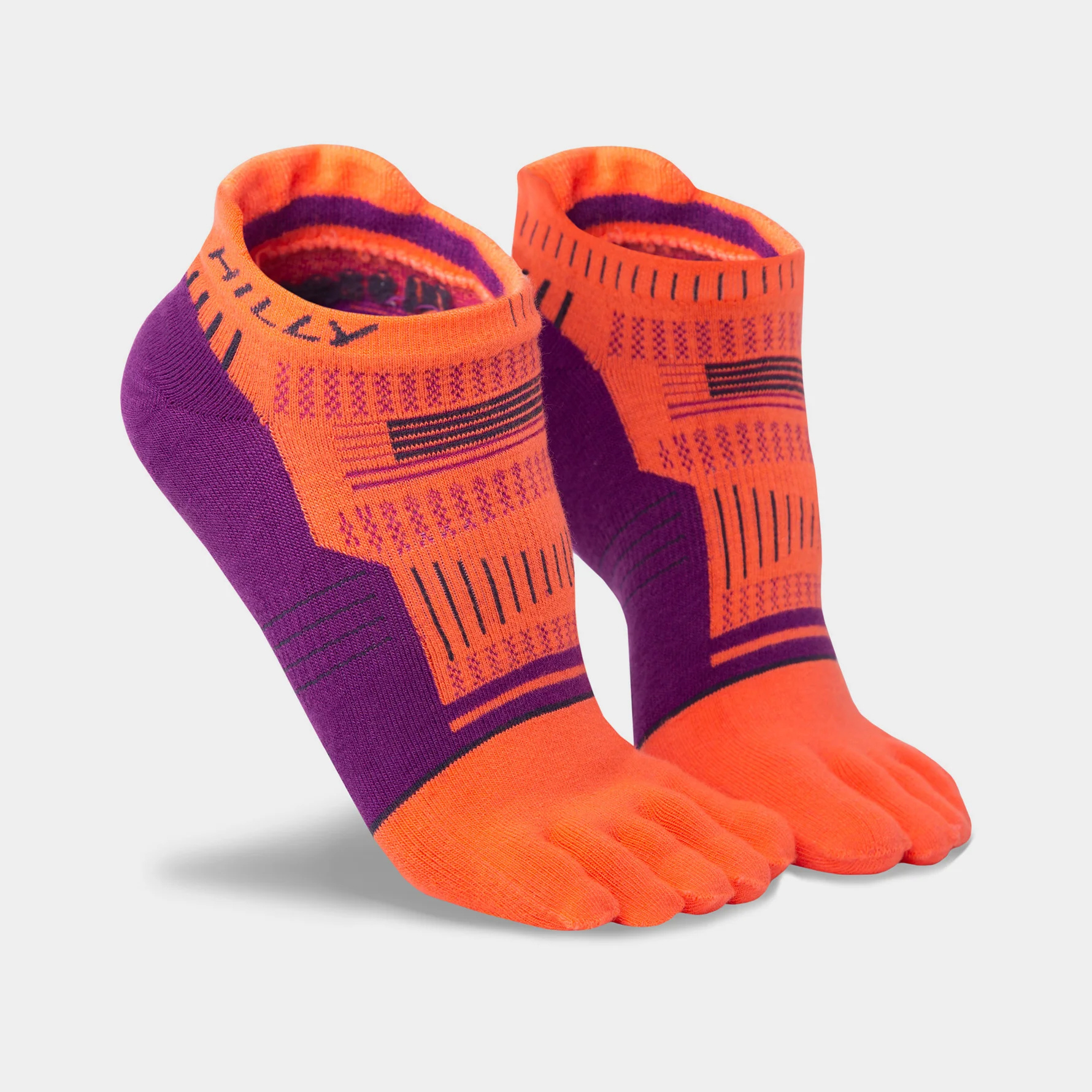 Hilly Toes Socklet Zero Cushioning Running Socks Hot Coral/Grape Juice/Charcoal / S