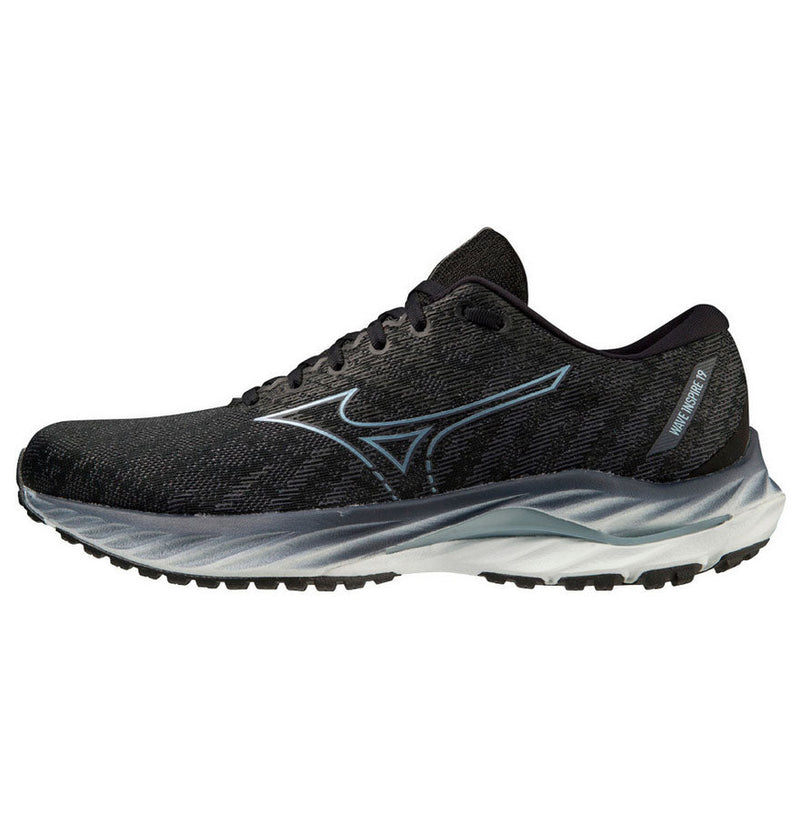 Men's Mizuno Wave Inspire 19 Running Shoes BLACK/GREY/ILLUSION BLUE / 9.5