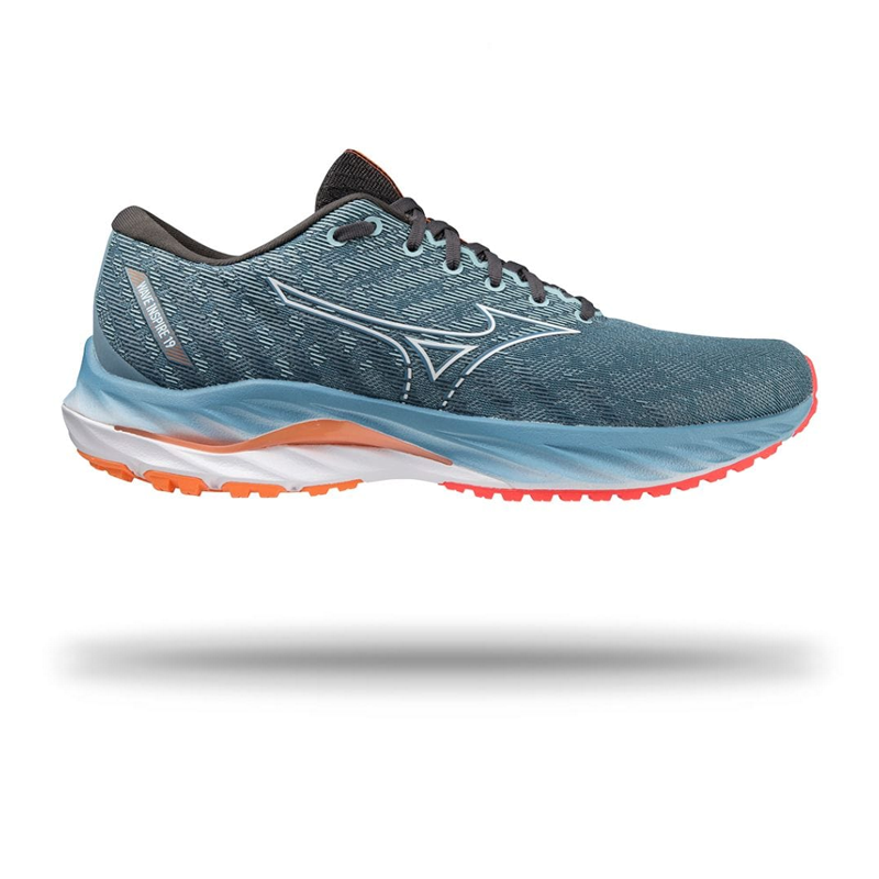 Men's Mizuno Wave Inspire 19 Running Shoes PROVINCIAL BLUE/WHITE/LIGHT ORANGE / 9