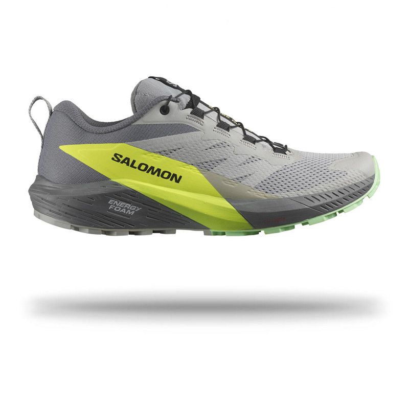 Mens Salomon Sense Ride 5 Running Shoe Alloy / Quiet Shade / Safety Yellow / 8