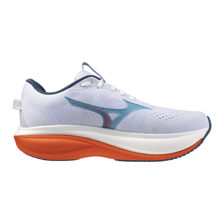 Mizuno Men's Wave Rider 30 Running Shoes 7 / White/Blue Jewel/Orange