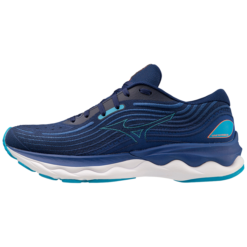 Mizuno Men's Wave Skyrise 4 Running Shoe Blue Depths|Ocean|Neon / 10.5