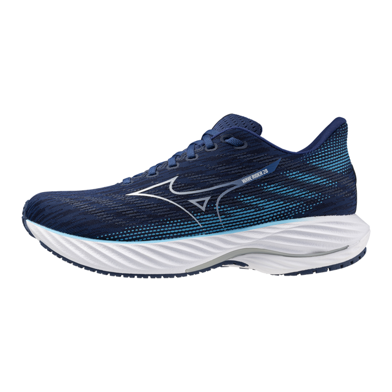 Mizuno Mens Wave Rider 28 Running Shoe Estate Blue/White/River Blue / 7