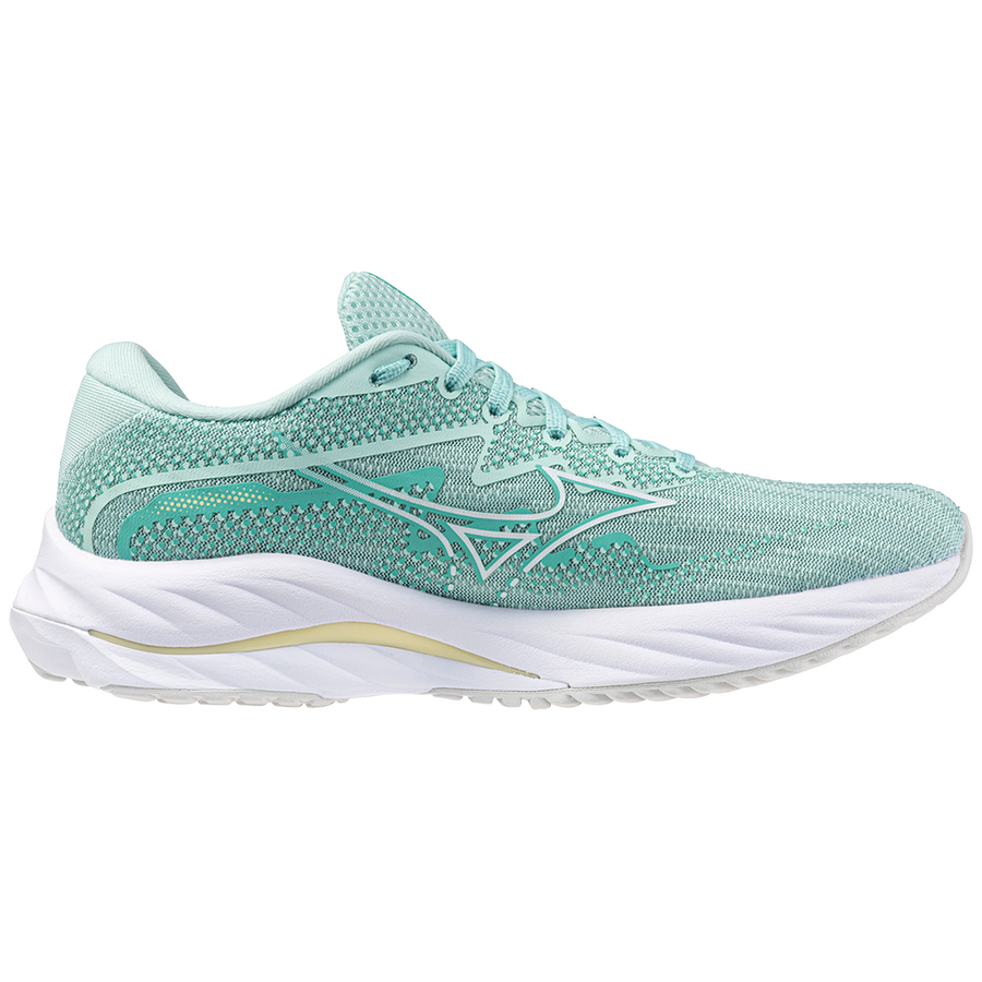 Mizuno Women's Wave Rider 27 Running Shoe EGGSHELL BLUE/WHITE/ANISE FLOWER / 6