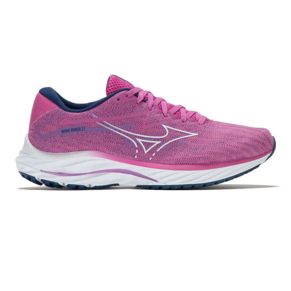 Mizuno Women's Wave Rider 27 Running Shoe Rosebud/White/Navy / 8