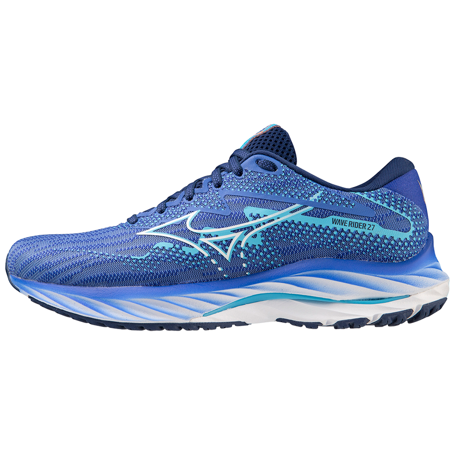 Mizuno Women's Wave Rider 27 Running Shoe Ultramarine/White/Aquarius / 6