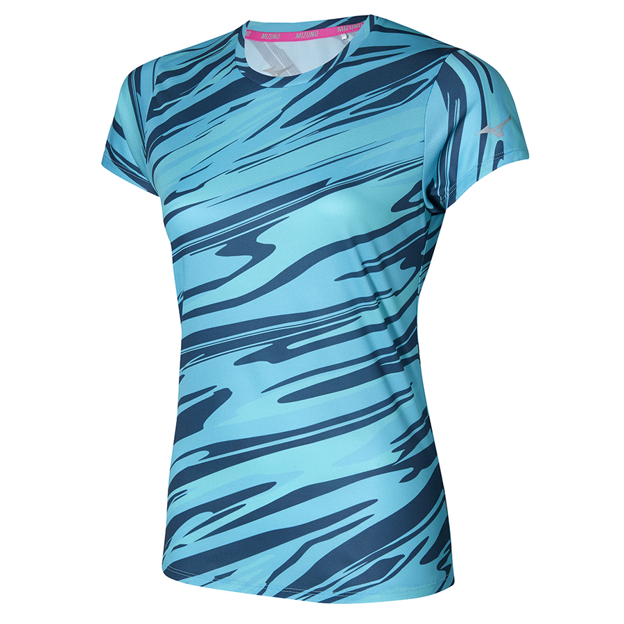 Mizuno Womens Impulse Core Graphic Tee Small / Mauri Blue