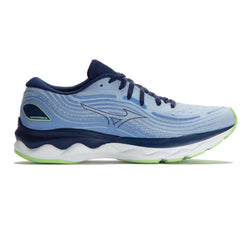 Mizuno Womens Wave Skyrise 4 Running Shoe 5.5 / BLUE HENON|BLUE DEPTHS|GREEN