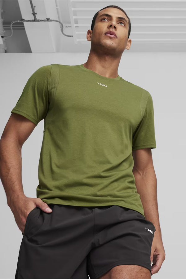 Puma Mens Fit Tri-Blend Running Tee Olive Green / S