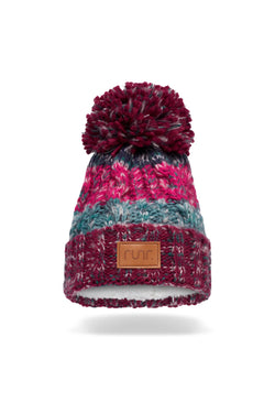 Runr Aspen Fleece Winter Running Hat Purple/Mint/Pink