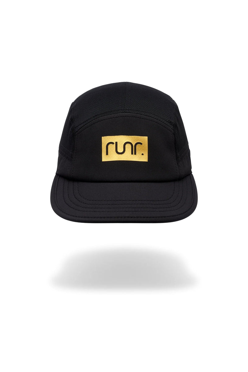 Runr Athens Technical Running Hat Black Gold