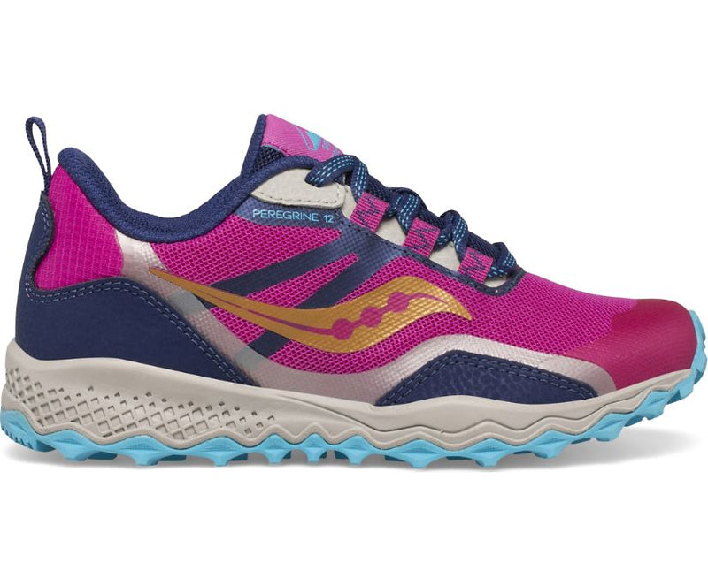 Saucony Kids Peregrine 12 Shield Running Shoe NAVY | TURQUOISE | PINK / 1.5