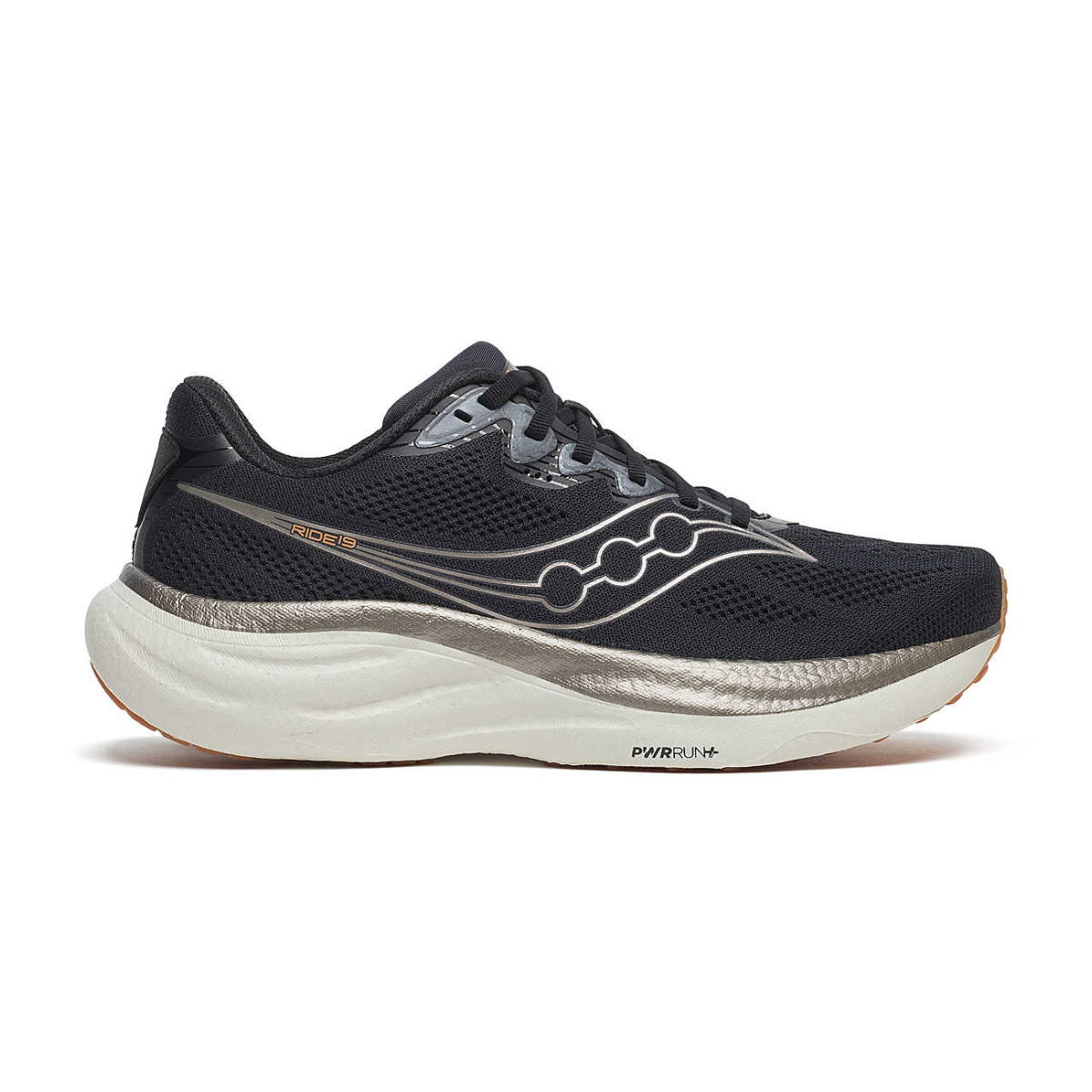 Saucony Men's Ride 19 Running Shoe Black/Pewter / 7