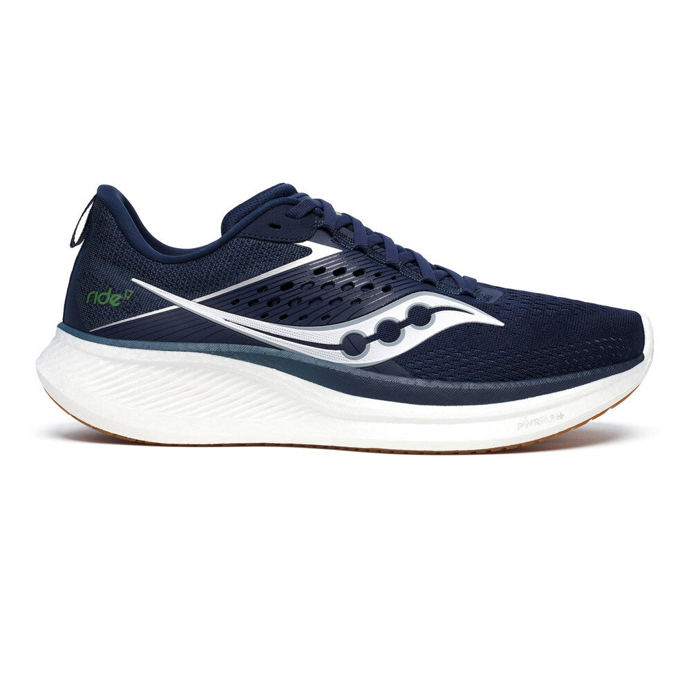 Saucony Mens Ride 17 Running Shoe Navy/Gum / 7.5