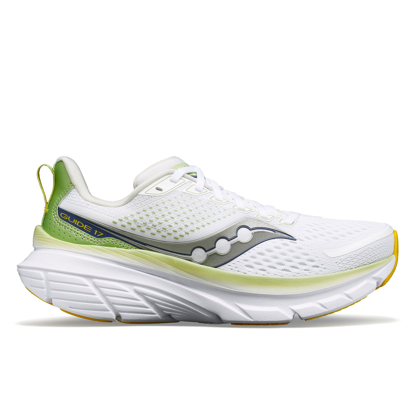 Saucony Womens Guide 17 Running Shoe White/Fern / 8