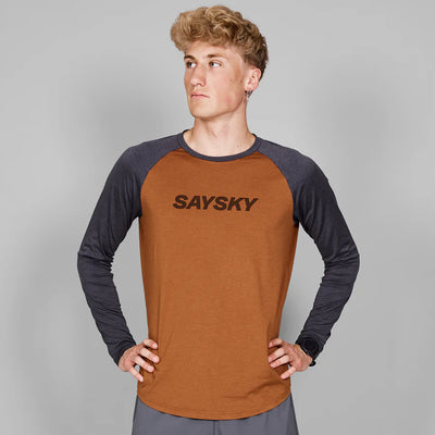 Saysky Men's Logo Pace Long Sleeve M / Orange Melange