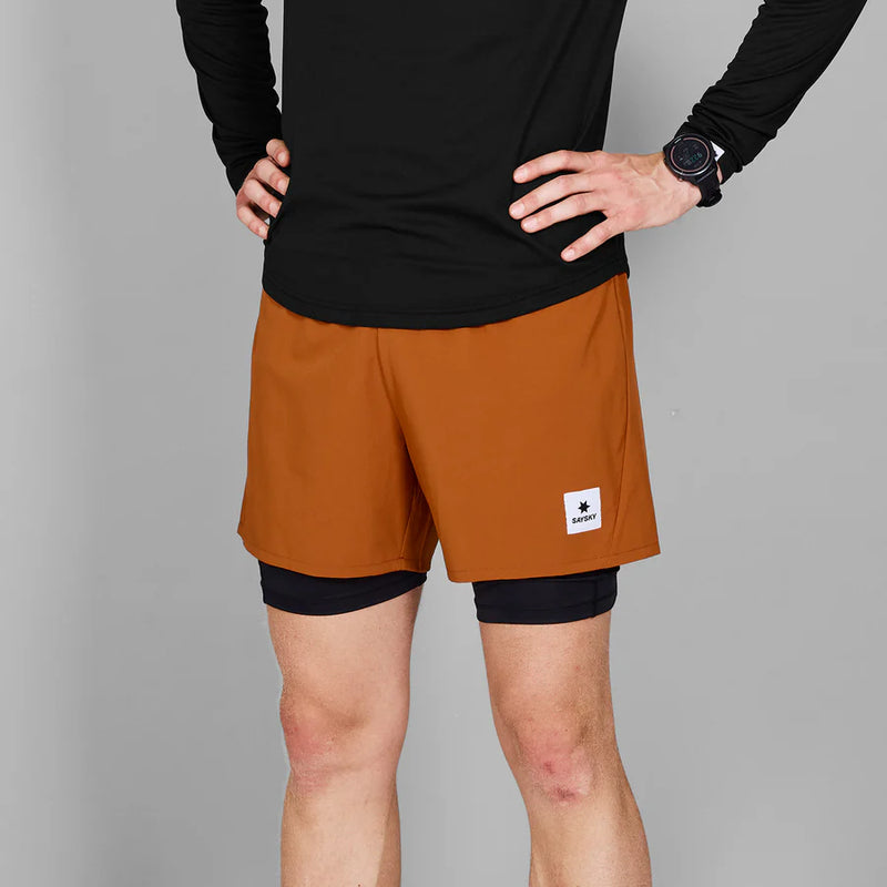 SaySky Mens 5" Pace 2in1 Shorts Orange / Small