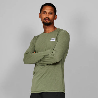 Saysky Mens Clean Motion Long Sleeve Running top L / Green Melange