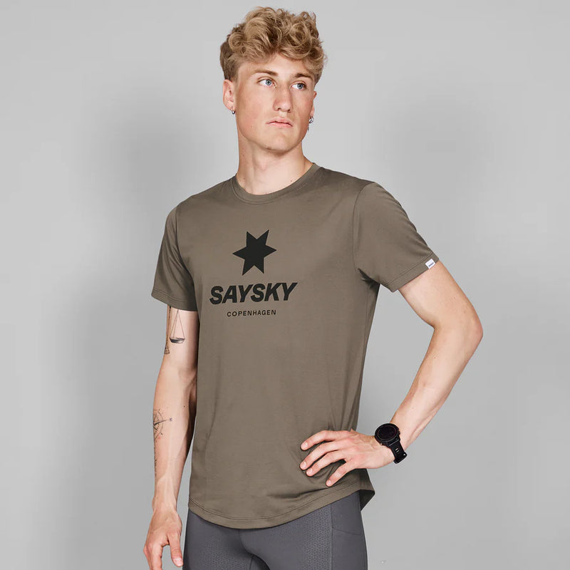 Saysky Mens Logo Combat T-shirt Medium / Brown Melange