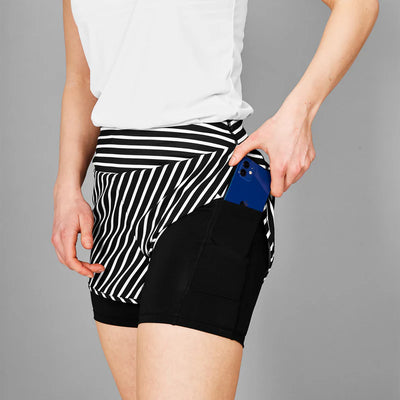 Saysky Womens Stripe Pace 2 in 1 Shorts 3"