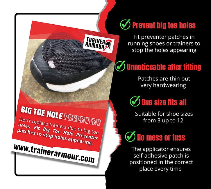 Trainer Armour Big Toe Hole Preventer Black