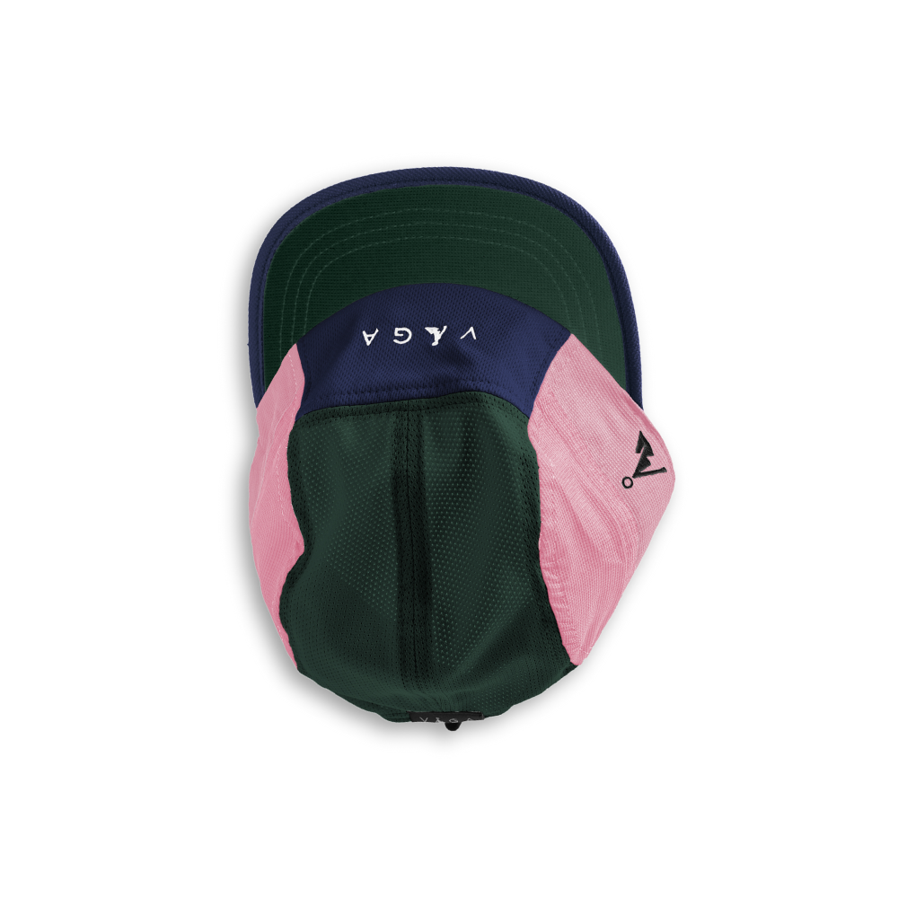 VAGA Club Cap Running Hat Navy/Pastel Pink/Racing Green