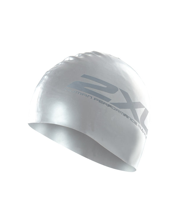 2XU Unisex Silicone Swim Cap One Size / Silver/Silver