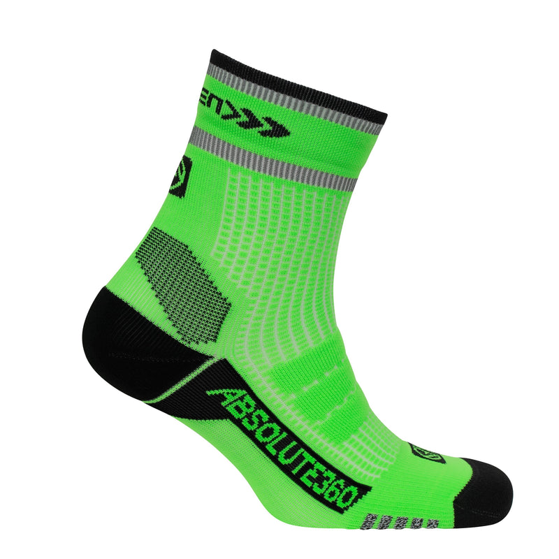 Absolute 360 Be Seen Performance Quarter Running Socks Neon Green / Small