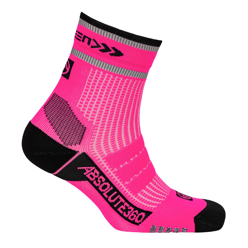 Absolute 360 Be Seen Performance Quarter Running Socks Neon Pink / Small