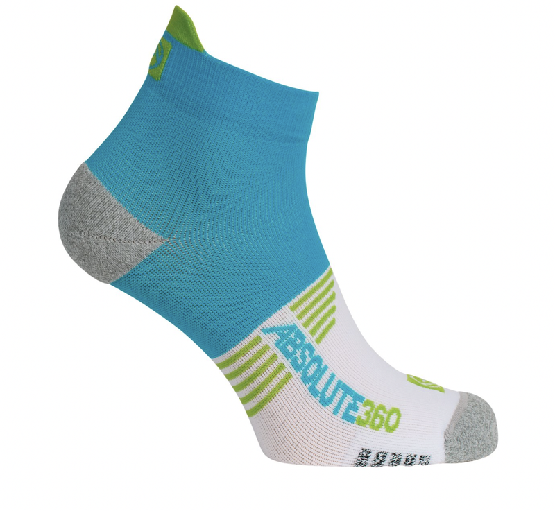 Absolute 360 Performance Ankle Running Sock Turquoise/White / Small