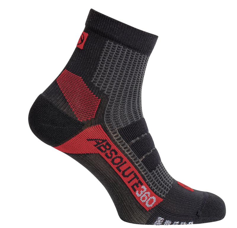 Absolute 360 Performance Quarter Running Socks Black/Red / S
