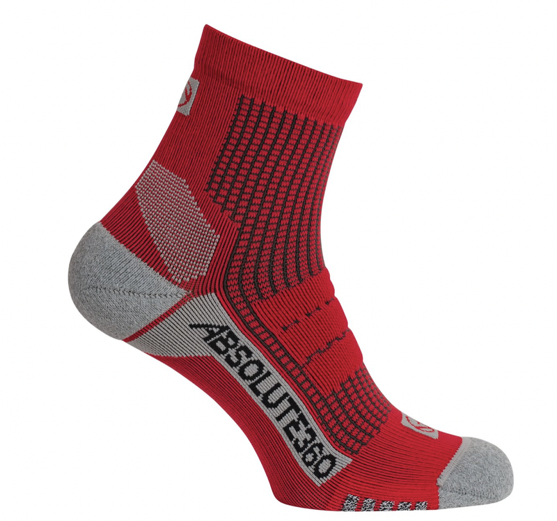 Absolute 360 Performance Quarter Running Socks Red/Grey / S
