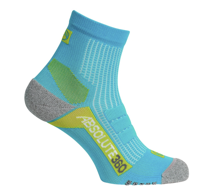 Absolute 360 Performance Quarter Running Socks Turquoise/Lime / S