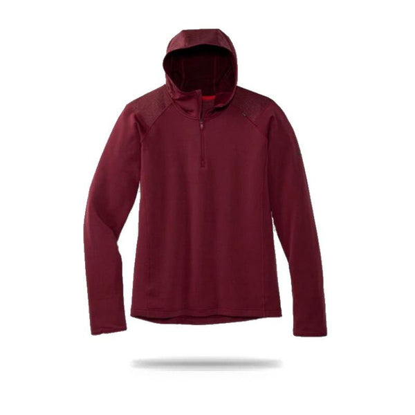 Brooks Mens Notch Thermal Hoodie Merlot/Heather Merlot / S