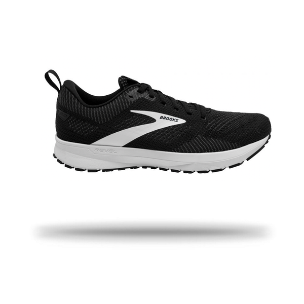 Brooks Mens Revel 5 Running Shoe Black/Grey/White / 7.5