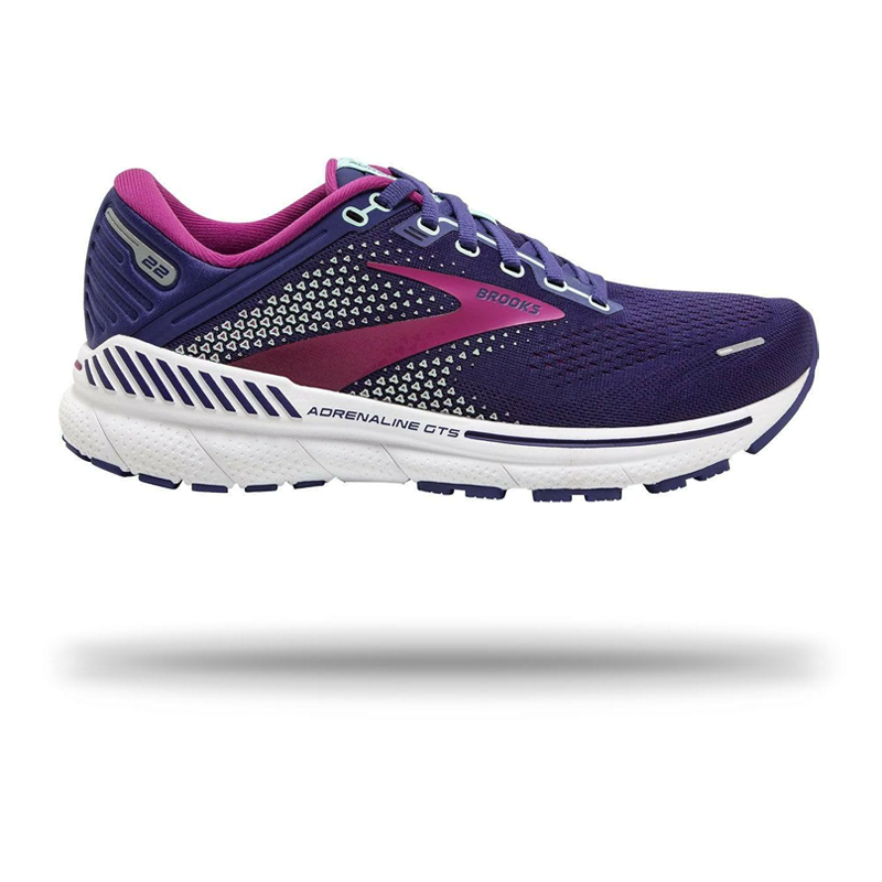 Brooks Womens Adrenaline GTS 22 Running Shoe Navy/Pink / 9.5